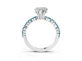 White gold Heart Cut Diamond Ring with Marquise and Round with Blue Topaz side stone Side Stones and Four-Prong Setting_27