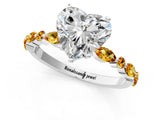 White gold Heart Cut Diamond Ring with Marquise and Round with Citrine side stone Side Stones and Four-Prong Setting_13