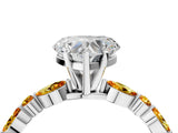 White gold Heart Cut Diamond Ring with Marquise and Round with Citrine side stone Side Stones and Four-Prong Setting_16