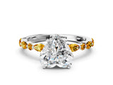 White gold Heart Cut Diamond Ring with Marquise and Round with Citrine side stone Side Stones and Four-Prong Setting_24