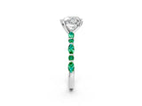 White gold Heart Cut Diamond Ring with Marquise and Round with Emerald side stone Side Stones and Four-Prong Setting_50