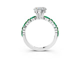 White gold Heart Cut Diamond Ring with Marquise and Round with Emerald side stone Side Stones and Four-Prong Setting_51