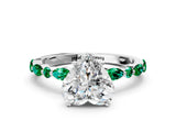White gold Heart Cut Diamond Ring with Marquise and Round with Emerald side stone Side Stones and Four-Prong Setting_60