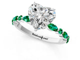 White gold Heart Cut Diamond Ring with Marquise and Round with Emerald side stone Side Stones and Four-Prong Setting_61