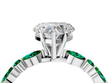 White gold Heart Cut Diamond Ring with Marquise and Round with Emerald side stone Side Stones and Four-Prong Setting_64