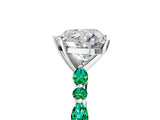 White gold Heart Cut Diamond Ring with Marquise and Round with Emerald side stone Side Stones and Four-Prong Setting_65
