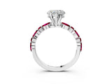 White gold Heart Cut Diamond Ring with Marquise and Round with Garnet side stone Side Stones and Four-Prong Setting_15