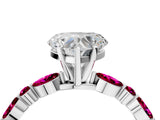 White gold Heart Cut Diamond Ring with Marquise and Round with Garnet side stone Side Stones and Four-Prong Setting_16