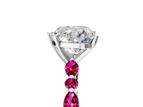 White gold Heart Cut Diamond Ring with Marquise and Round with Garnet side stone Side Stones and Four-Prong Setting_29
