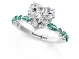 White gold Heart Cut Diamond Ring with Marquise and Round with Green Sapphire side stone Side Stones and Four-Prong Setting_13