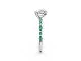 White gold Heart Cut Diamond Ring with Marquise and Round with Green Sapphire side stone Side Stones and Four-Prong Setting_14