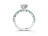 White gold Heart Cut Diamond Ring with Marquise and Round with Green Sapphire side stone Side Stones and Four-Prong Setting_15