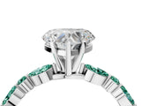 White gold Heart Cut Diamond Ring with Marquise and Round with Green Sapphire side stone Side Stones and Four-Prong Setting_4