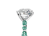 White gold Heart Cut Diamond Ring with Marquise and Round with Green Sapphire side stone Side Stones and Four-Prong Setting_5