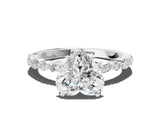 White gold Heart Cut Diamond Ring with Marquise and Round with Moissanite side stone Side Stones and Four-Prong Setting_48