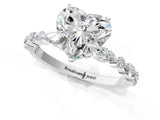 White gold Heart Cut Diamond Ring with Marquise and Round with Moissanite side stone Side Stones and Four-Prong Setting_49