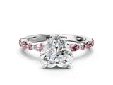 White gold Heart Cut Diamond Ring with Marquise and Round with Morganite side stone Side Stones and Four-Prong Setting_12