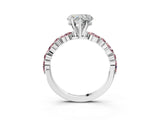 White gold Heart Cut Diamond Ring with Marquise and Round with Morganite side stone Side Stones and Four-Prong Setting_15