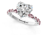 White gold Heart Cut Diamond Ring with Marquise and Round with Morganite side stone Side Stones and Four-Prong Setting_25