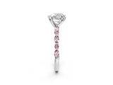 White gold Heart Cut Diamond Ring with Marquise and Round with Morganite side stone Side Stones and Four-Prong Setting_26