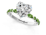 White gold Heart Cut Diamond Ring with Marquise and Round with Peridot side stone Side Stones and Four-Prong Setting_1
