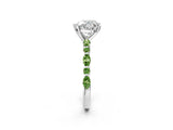 White gold Heart Cut Diamond Ring with Marquise and Round with Peridot side stone Side Stones and Four-Prong Setting_2