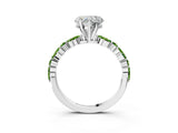 White gold Heart Cut Diamond Ring with Marquise and Round with Peridot side stone Side Stones and Four-Prong Setting_3