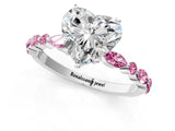 White gold Heart Cut Diamond Ring with Marquise and Round with Pink Sapphire side stone Side Stones and Four-Prong Setting_13
