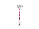 White gold Heart Cut Diamond Ring with Marquise and Round with Pink Sapphire side stone Side Stones and Four-Prong Setting_2