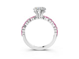 White gold Heart Cut Diamond Ring with Marquise and Round with Pink Sapphire side stone Side Stones and Four-Prong Setting_3