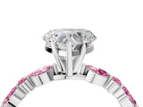 White gold Heart Cut Diamond Ring with Marquise and Round with Pink Sapphire side stone Side Stones and Four-Prong Setting_4