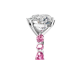 White gold Heart Cut Diamond Ring with Marquise and Round with Pink Sapphire side stone Side Stones and Four-Prong Setting_5