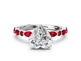 White gold Heart Cut Diamond Ring with Marquise and Round with Ruby side stone Side Stones and Four-Prong Setting_36