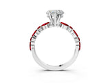 White gold Heart Cut Diamond Ring with Marquise and Round with Ruby side stone Side Stones and Four-Prong Setting_39