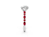White gold Heart Cut Diamond Ring with Marquise and Round with Ruby side stone Side Stones and Four-Prong Setting_50