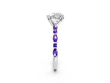 White gold Heart Cut Diamond Ring with Marquise and Round with Tanzanite side stone Side Stones and Four-Prong Setting_2