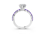 White gold Heart Cut Diamond Ring with Marquise and Round with Tanzanite side stone Side Stones and Four-Prong Setting_3