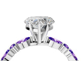 White gold Heart Cut Diamond Ring with Marquise and Round with Tanzanite side stone Side Stones and Four-Prong Setting_4
