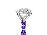 White gold Heart Cut Diamond Ring with Marquise and Round with Tanzanite side stone Side Stones and Four-Prong Setting_5