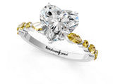 White gold Heart Cut Diamond Ring with Marquise and Round with Yellow Sapphire side stone Side Stones and Four-Prong Setting_25