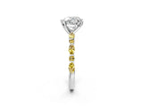 White gold Heart Cut Diamond Ring with Marquise and Round with Yellow Sapphire side stone Side Stones and Four-Prong Setting_26