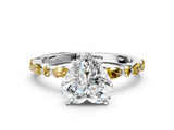 White gold Heart Cut Diamond Ring with Marquise and Round with Yellow Sapphire side stone Side Stones and Four-Prong Setting_36