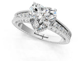 White gold Heart Cut Diamond Ring with Milgrain Pavé Band and Four-Prong Setting_39