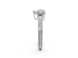White gold Heart Cut Diamond Ring with Milgrain Pavé Band and Four-Prong Setting_40