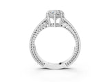 White gold Heart Cut Diamond Ring with Milgrain Pavé Band and Four-Prong Setting_41