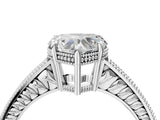 White gold Heart Cut Diamond Ring with Milgrain Pavé Band and Four-Prong Setting_42