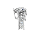 White gold Heart Cut Diamond Ring with Milgrain Pavé Band and Four-Prong Setting_43