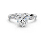 White gold Heart Cut Diamond Ring with Pavé Band and Four-Prong Setting_110