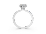 White gold Heart Cut Diamond Ring with Pavé Band and Four-Prong Setting_113