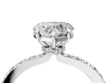 White gold Heart Cut Diamond Ring with Pavé Band and Four-Prong Setting_114
